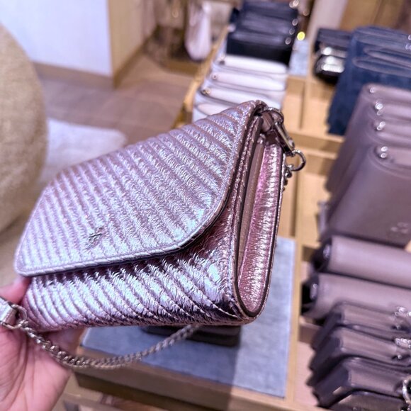 Tory Burch Emerson Chain Wallet 176908 Sparkle Gold $475 - Picture 4 of 8